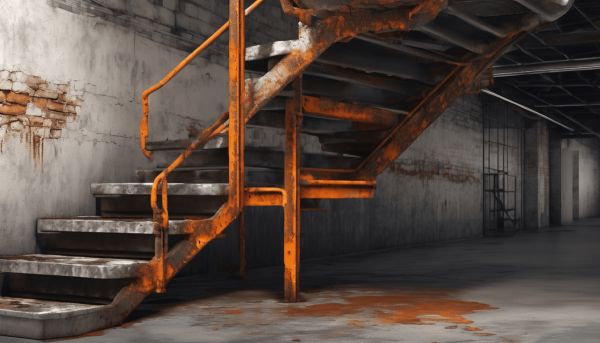 Un escalier avec un aspect rouillé pour un style industriel